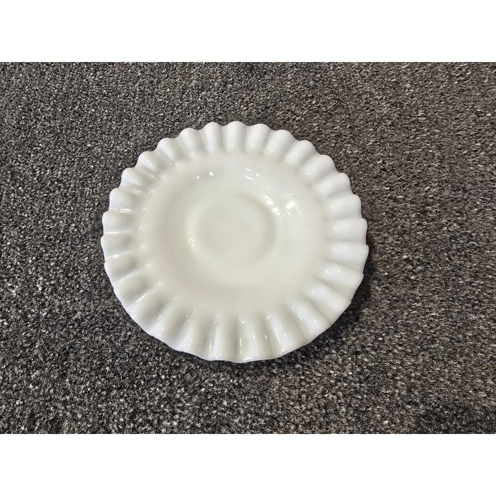 Vintage Milk Glass Hobnail Saucer Ruffled Edge 6" Unmarked